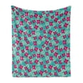 thumbnail image 1 of Lily Soft Flannel Fleece Blanket, Vibrant Flower Field Flourishing Spring Season Daisy Valentines Garden Pattern, Cozy Plush for Indoor and Outdoor Use, 70" x 90", Turquoise Magenta, by Ambesonne, 1 of 6