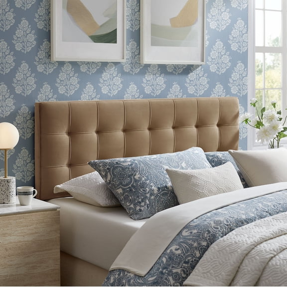 Lily Stain-Resistant Performance Velvet Full Size Headboard in Taupe