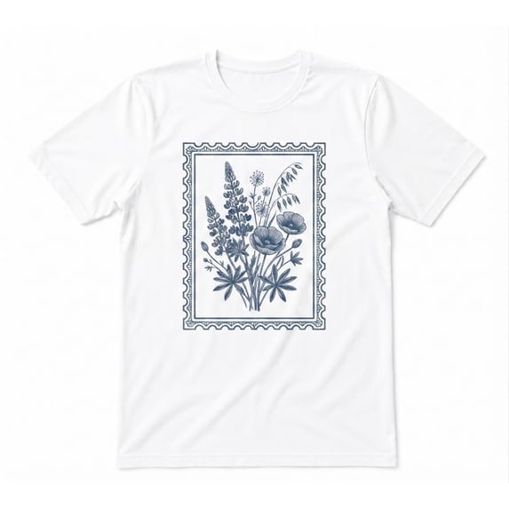 Lily Stamp Botanical Illustration White T-shirt - Walmart.com