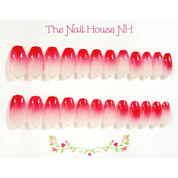 Lily Stargazer Ombre Sparkle Glossy Ballerina Press-On Nails - 24 Pieces - Artificial Nail Kit