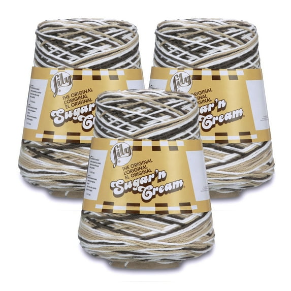 Lily Sugar'n Cream® Cone #4 Medium Cotton Yarn, Chocolate Ombre 14oz/400g, 706 Yards (3 Pack)
