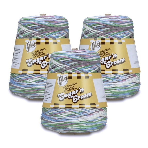 Lily Sugar'n Cream® Cone #4 Medium Cotton Yarn, Freshly Pressed 14oz/400g, 706 Yards (3 Pack)
