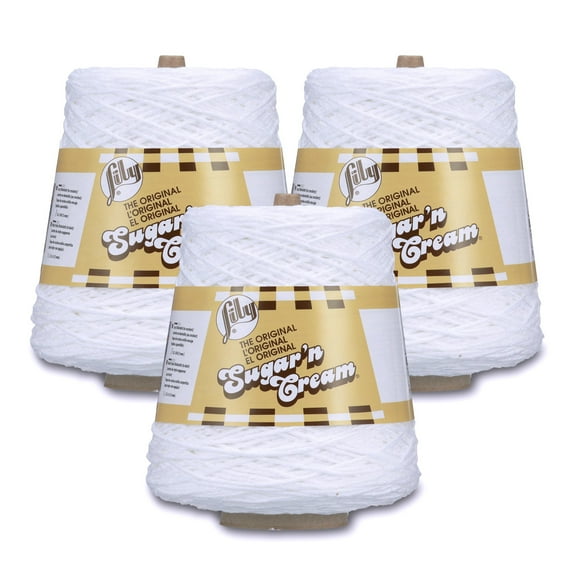 Lily Sugar'n Cream® Cone #4 Medium Cotton Yarn, White 14oz/400g, 706 Yards (3 Pack)