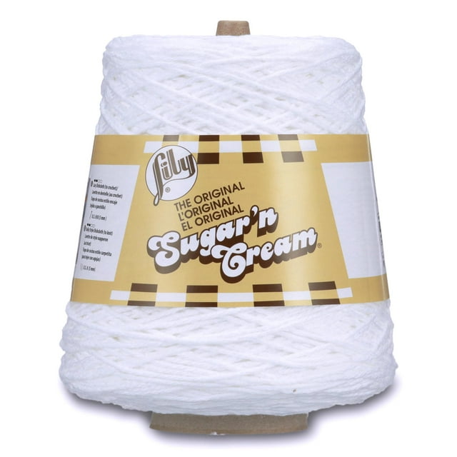 Lily Sugar'n Cream Cone 4 Medium Cotton Yarn, White 14oz/400g, 706 Yards