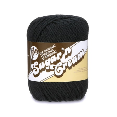 Lily Sugar'n Cream Medium 100% Cotton Black Yarn, 120 yd