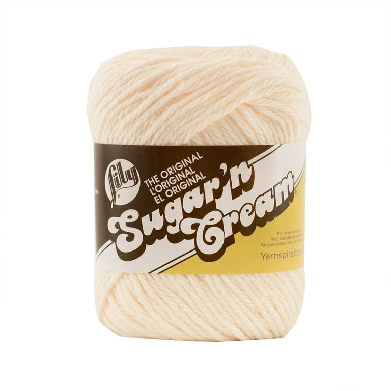 Lily Sugar'n Cream Medium 100% Cotton Soft Ecru Yarn, 120 yd