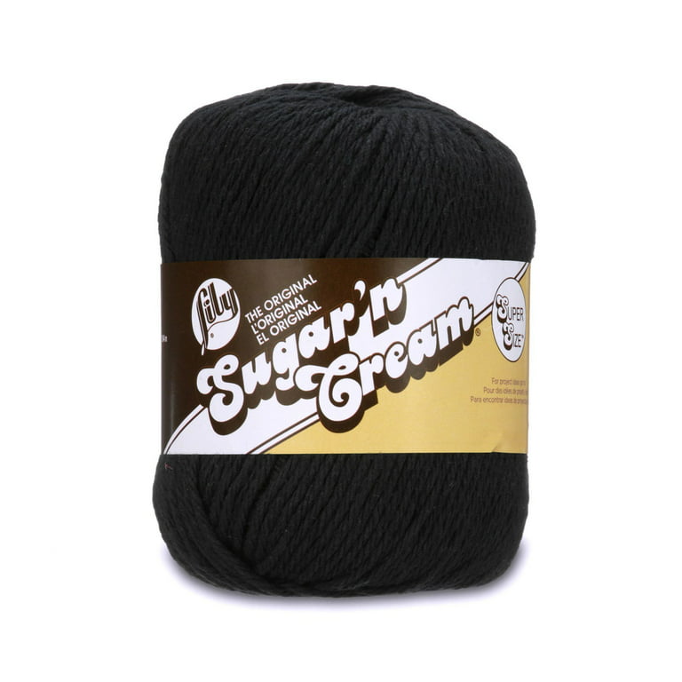 Lily Sugar'n Cream Super Size 4 Medium Cotton Yarn, Black 4oz/113g, 200  Yards 