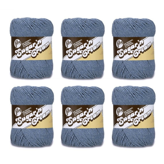 Lily Sugar'n Cream® Super Size #4 Medium Cotton Yarn, Blue Jeans 4oz/113g, 200 Yards (6 Pack)