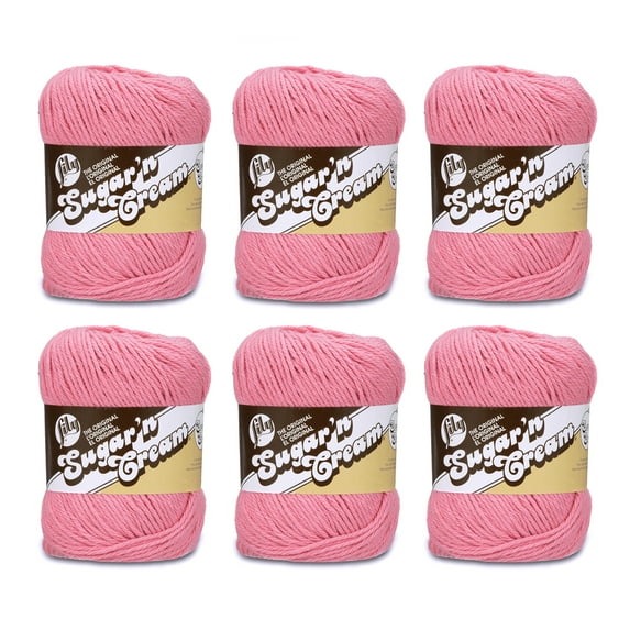 Lily Sugar'n Cream® Super Size #4 Medium Cotton Yarn, Rose Pink 4oz/113g, 200 Yards (6 Pack)