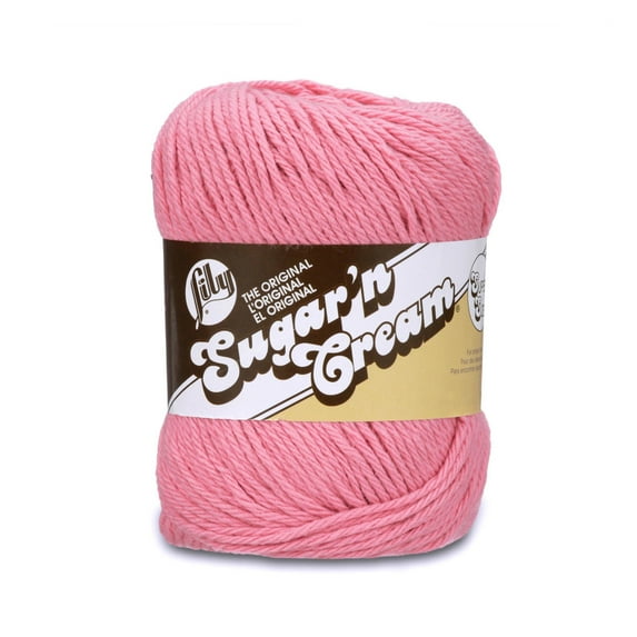 Lily Sugar'n Cream Super Size 4 Medium Cotton Yarn, Rose Pink 4oz/113g, 200 Yards