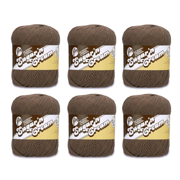 Lily Sugar'n Cream® Super Size #4 Medium Cotton Yarn, Warm Brown 4oz/113g, 200 Yards (6 Pack)