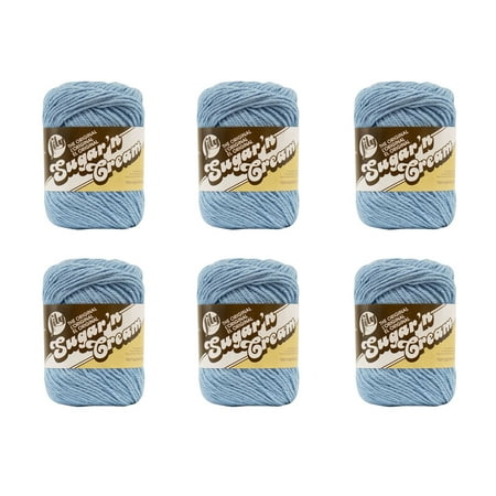 Lily Sugar'n Cream® The Original #4 Medium Cotton Yarn, Light Blue 2.5oz/71g, 120 Yards (6 Pack)