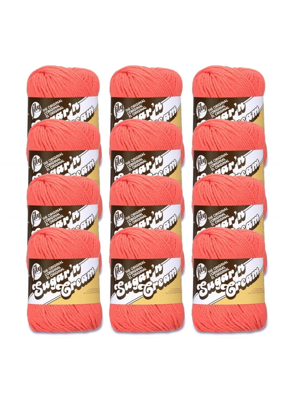 Lily Sugar'n Cream® The Original #4 Medium Cotton Yarn, Tangerine 2.5oz/71g, 120 Yards (12 Pack)