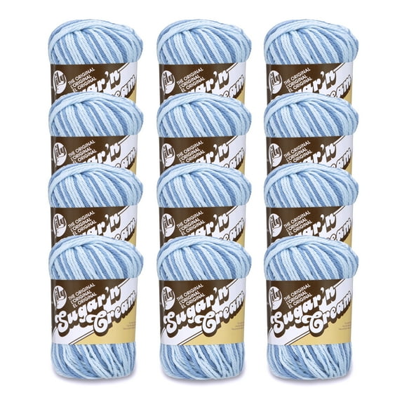 Lily Sugar'n Cream® The Original Ombre #4 Medium Cotton Yarn, Faded Denim 2oz/57g, 95 Yards (12 Pack)