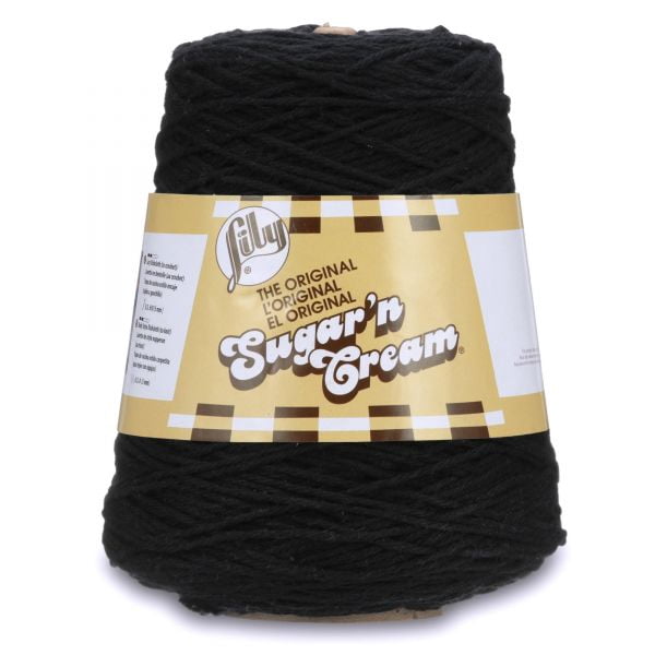 Lily Sugar'n Cream Yarn Cone - Black Black - 14 oz/706 yds - Medium Weight #4 - 100% Cotton