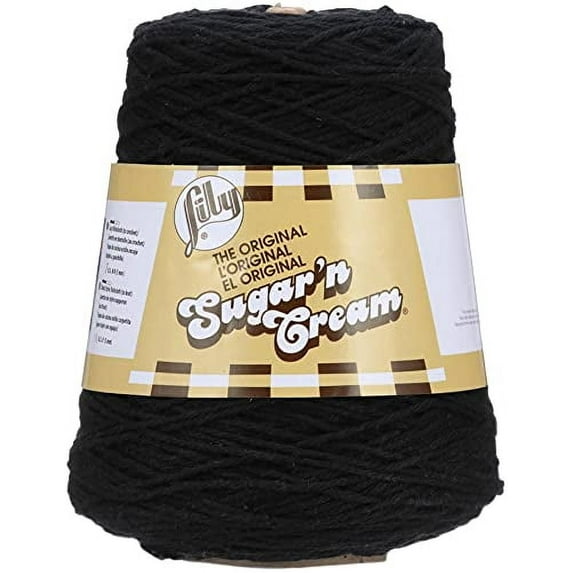 Lily Sugar'n Cream Yarn Cone - Black Black - 14 oz/706 yds - Medium Weight #4 - 100% Cotton
