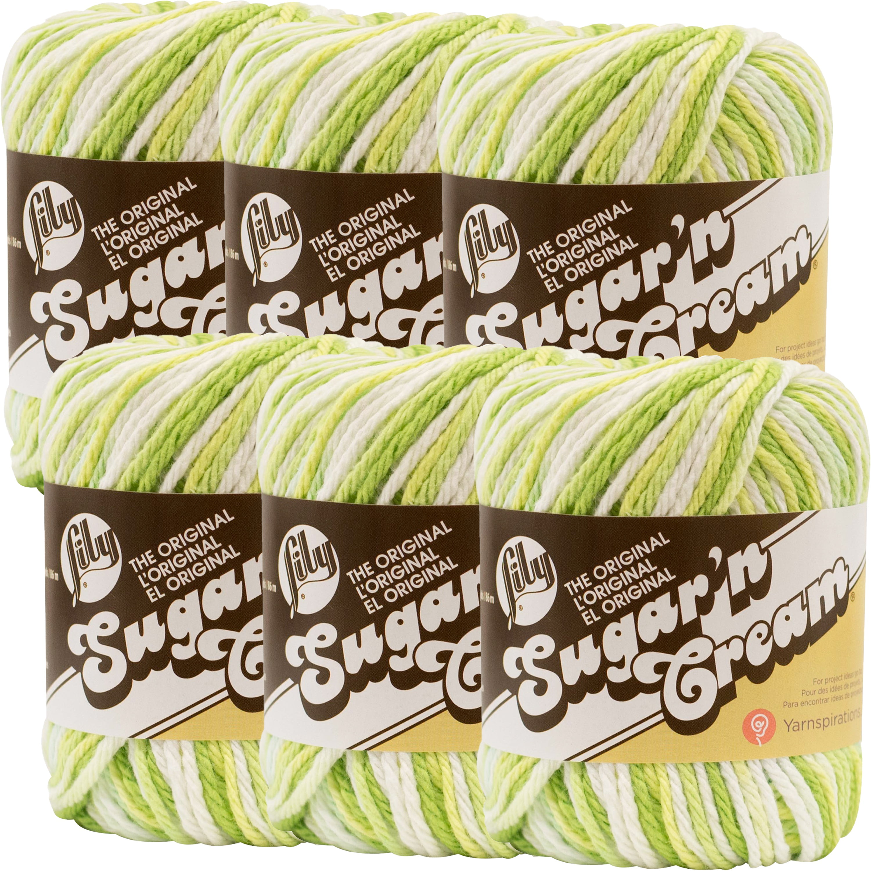 Lily Sugar'n Cream Yarn - Ombres-Key Lime Pie, Multipack Of 6