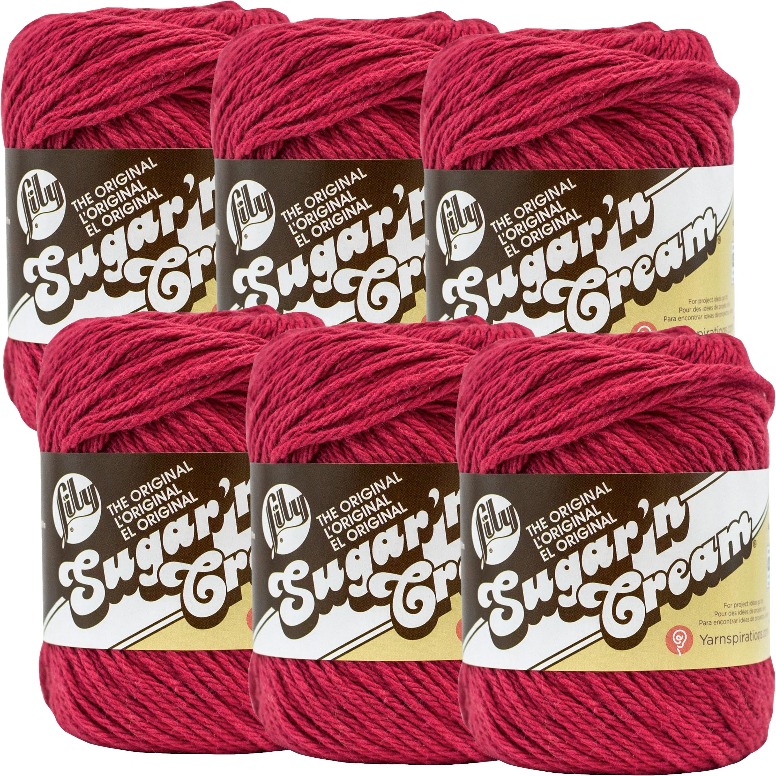 Lily Sugar'n Cream Yarn - Solids-Country Red, Multipack Of 6