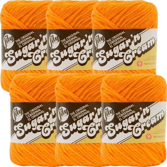Lily Sugar'n Cream Yarn - Solids-Hot Orange, Multipack Of 6