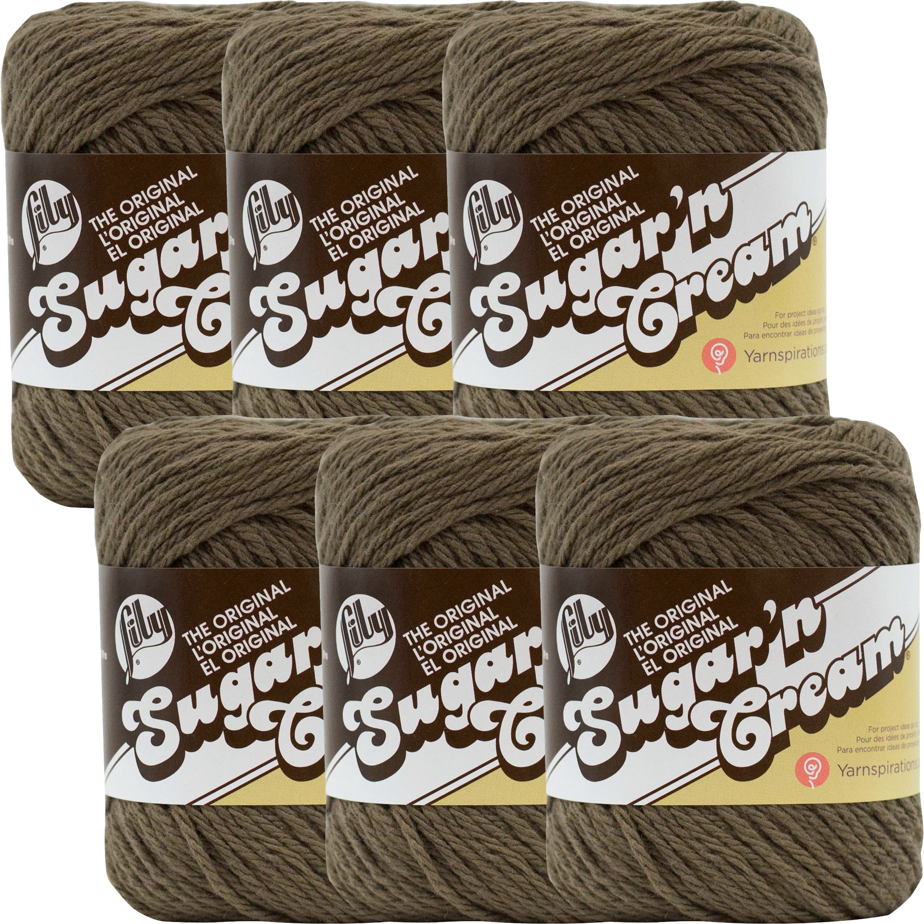 Lily Sugar'n Cream Yarn - Solids-Warm Brown, Multipack Of 6
