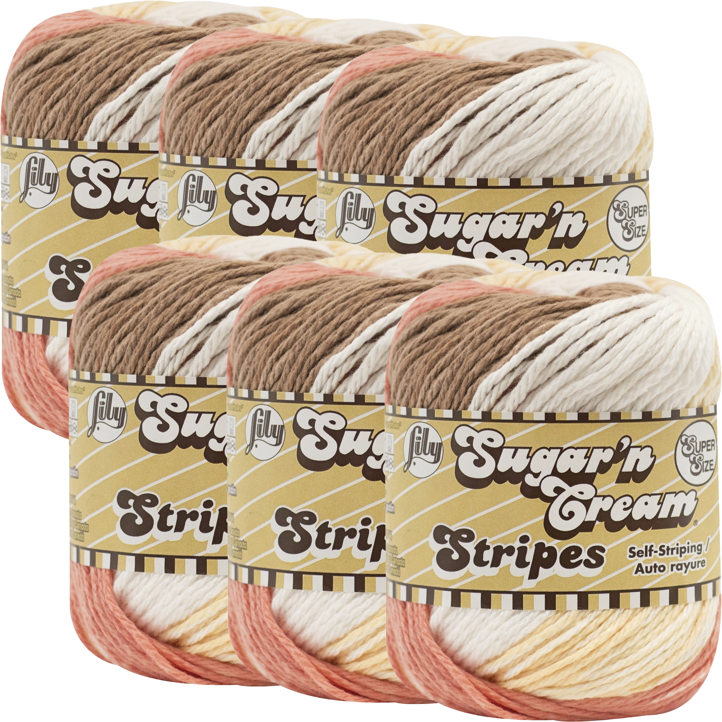 Lily Sugar n' Cream 6 Pack Bundle Country Stripes and 5 Lily Patterns