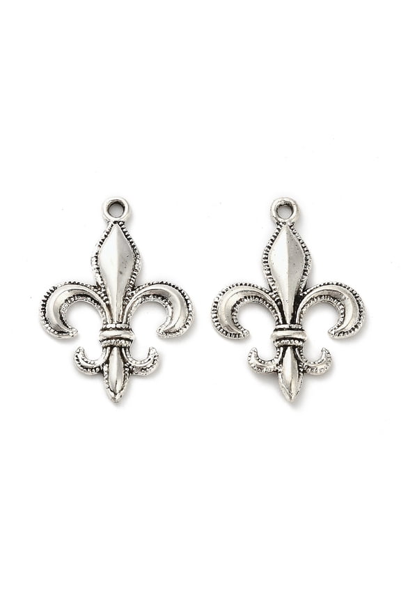 Lily Symbol Tibetan style Alloy Pendants Cadmium Free & Nickel Free & Lead Free Fleur De Lis Antique Silver 30x21.5x3mm Hole: 1.8mm Alloy