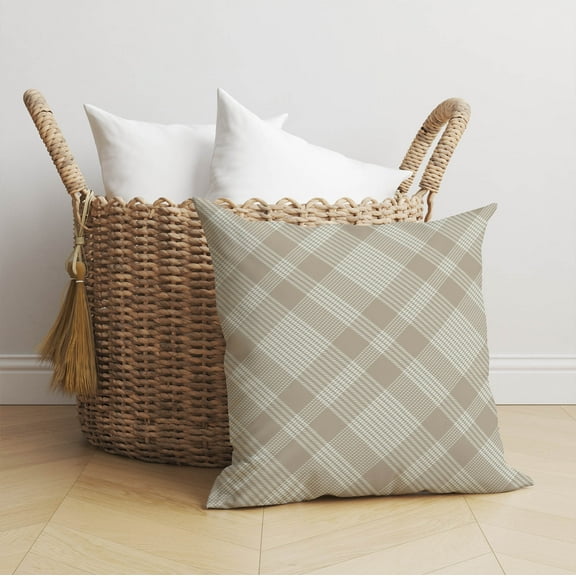 Lily Tartan Tan Throw Pillow