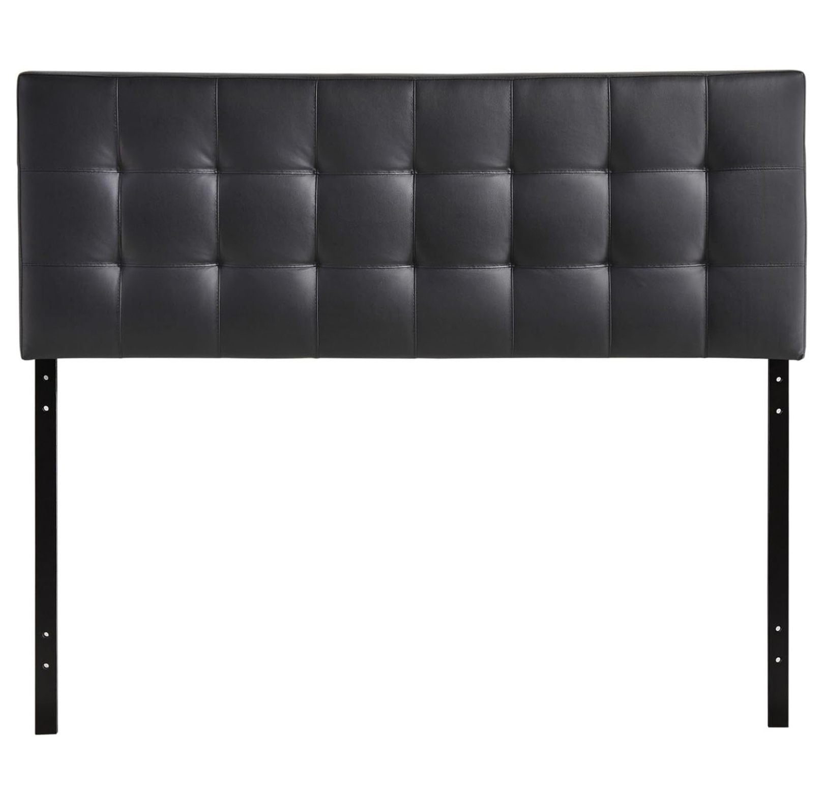 Black Tufted Faux Leather Upholstered Queen Headboard