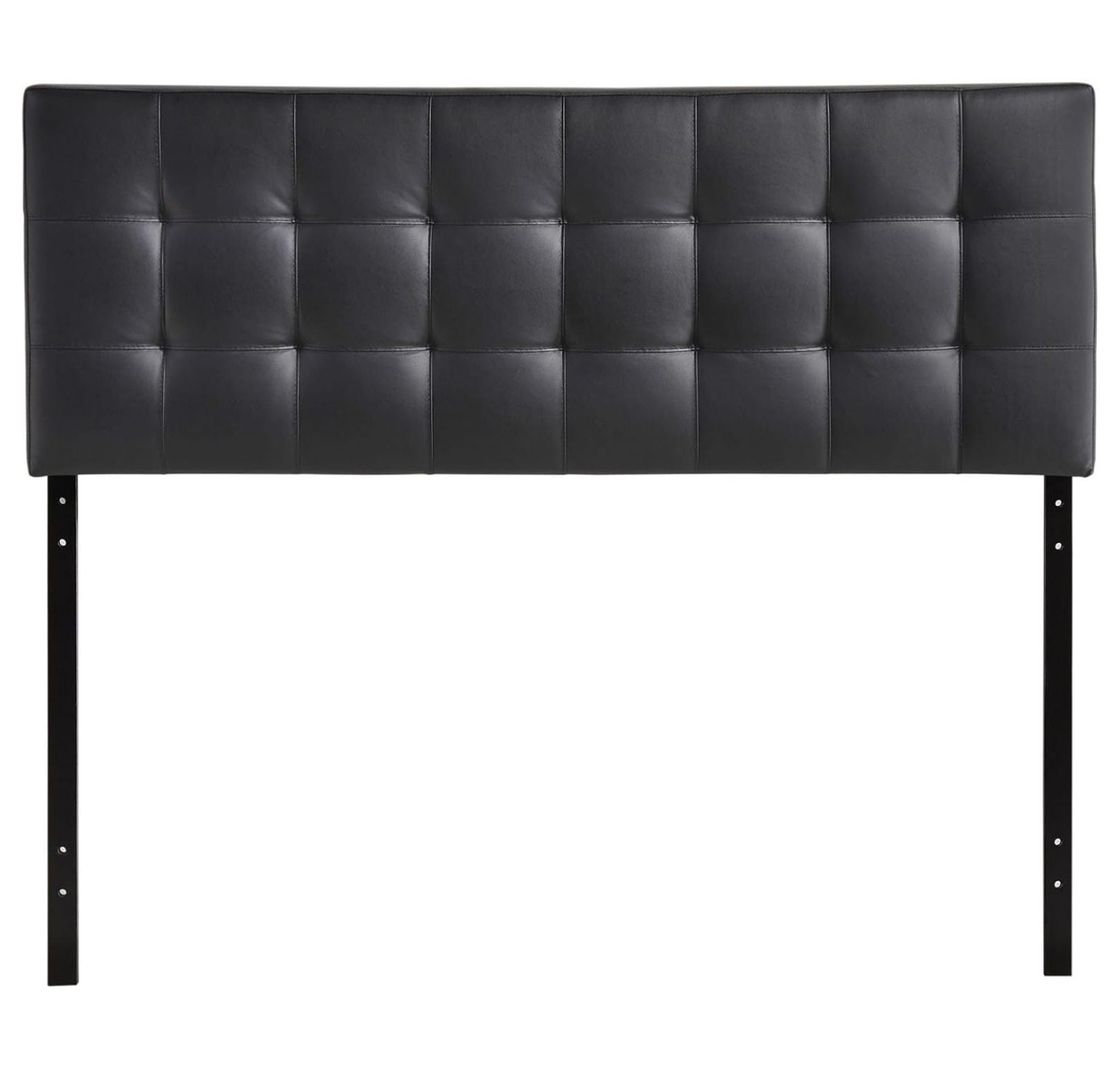 Black Tufted Faux Leather Upholstered Queen Headboard