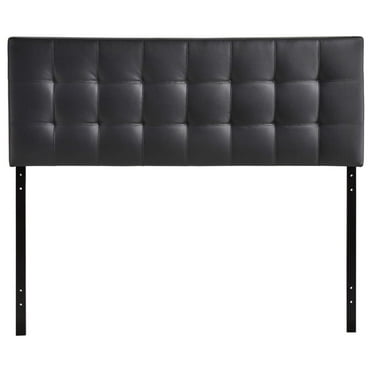 Lily Tufted Faux Leather Upholstered Queen Headboard in Black