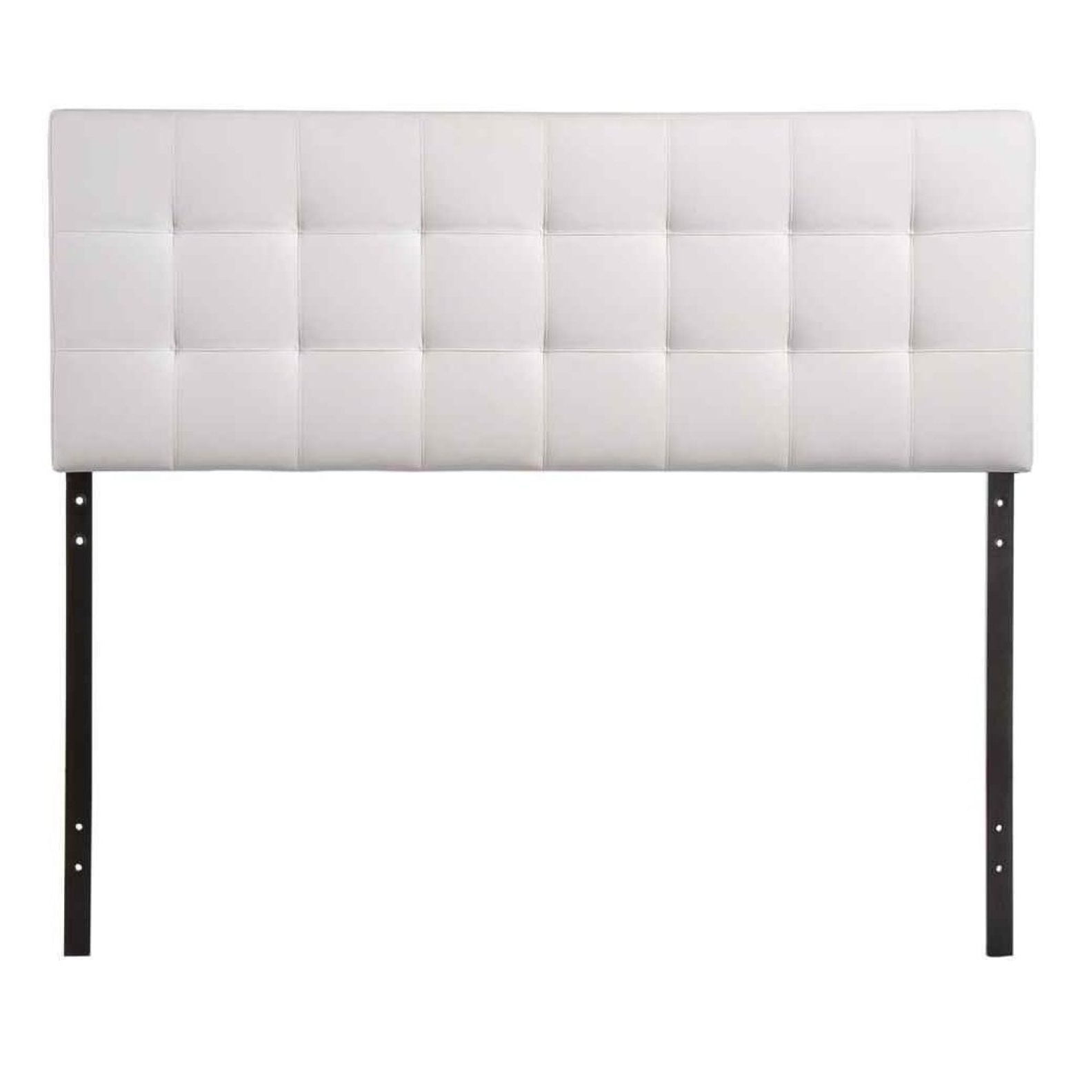 Lily White Tufted Faux Leather Queen Headboard