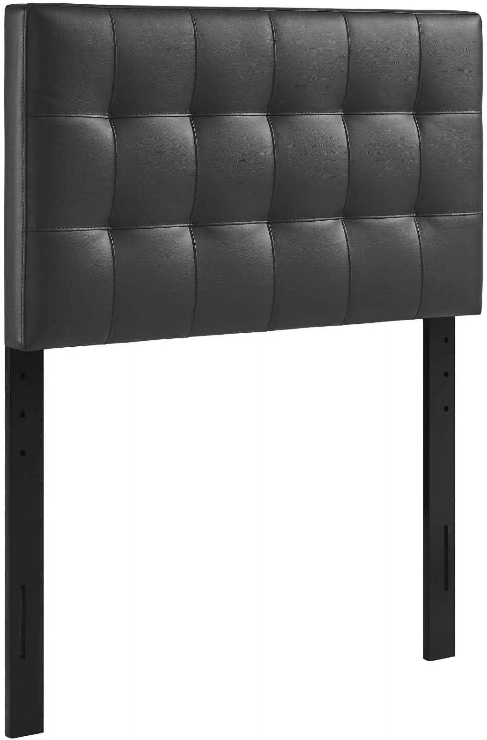 Lily Tufted Faux Leather Upholstered Twin Headboard in Black