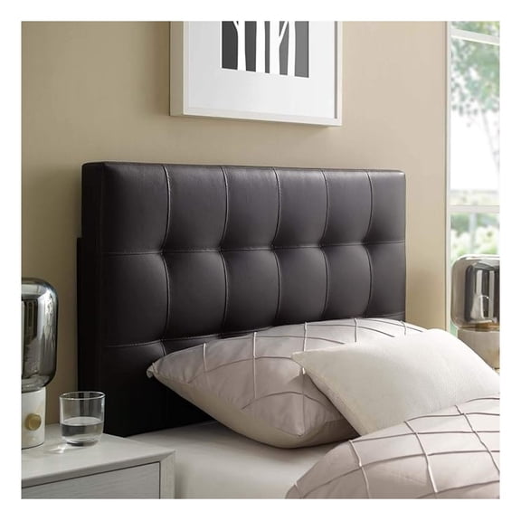 Lily Tufted Faux Leather Upholstered Twin Headboard in Brown
