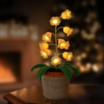 thumbnail image 1 of Lily of The Valley Lamp, Crochet Artificial Flowers with Night Lights, Cordless Table Lamp - Women Gift Ideas for Christmas Valentine Mother's Day, Desk Home Decorations (Yellow), 1 of 13