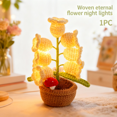 thumbnail image 1 of Lily of The Valley Lamp, Crocheted Lily Bouquet in Illuminated Pot, Warm LED Night Light, Wireless Decorative Accent for Home, Perfect Mother's Day, Valentine's, Birthday Present, 1 of 11