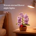 thumbnail image 1 of Lily of The Valley Lamp, Crocheted Lily Bouquet in Illuminated Pot, Warm LED Night Light, Wireless Decorative Accent for Home, Perfect Mother's Day, Valentine's, Birthday Present, 1 of 11