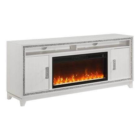 Lily White 72 Inch Electric Fireplace with LED Lighting and Speakers