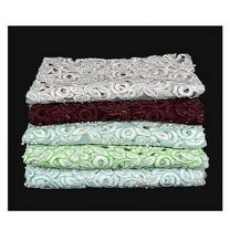 Lily White Blue Green Pink Burgundy Beaded Corded Embroidery Scalloped Fabric