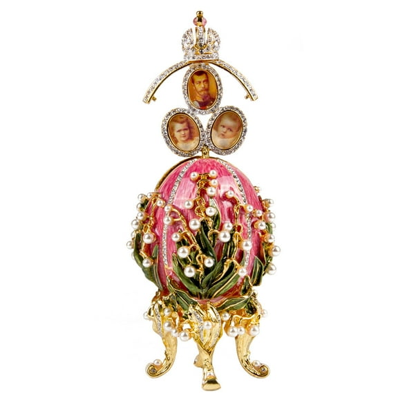 Lily of The Valley Egg Pink Jewelry Box Limited Edition Reproduction Faberge Style