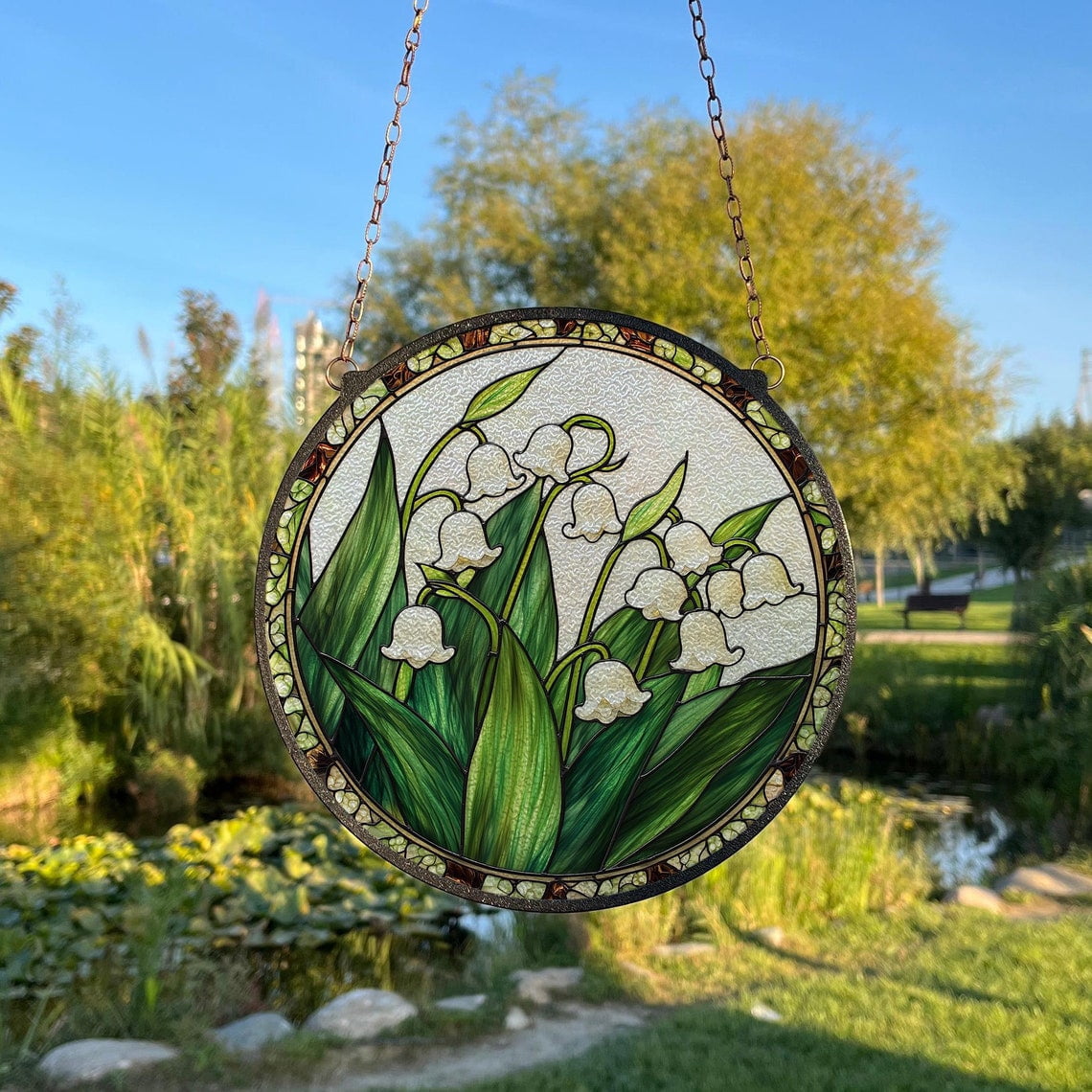 Lily of the Valley Glass Suncatcher v19, Botanical Window Art, Mother's ...