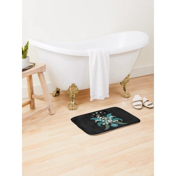 Lily of the Valley Moon Phase Doormat, Floral Entryway Floor Mat