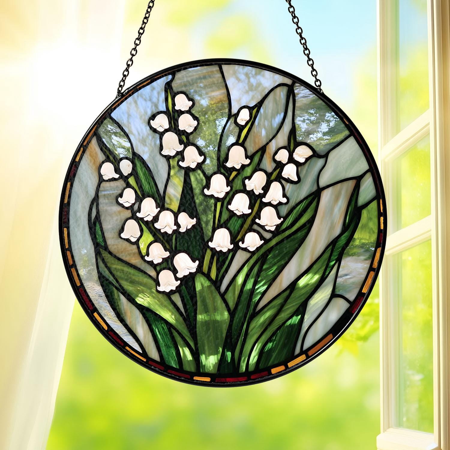 Lily of the Valley Stained Glass Suncatcher Window Hanging Floral Art ...