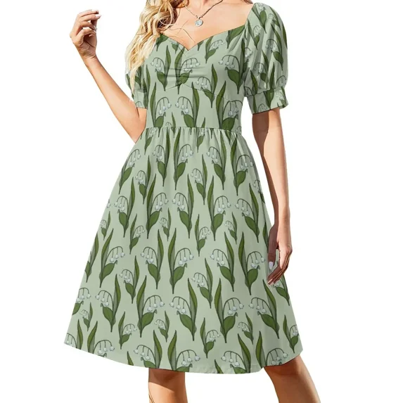 Lily of the valley flower pattern Sleeveless Dress luxury eving dresses02 elegant and pretty wom's dresses Dress
