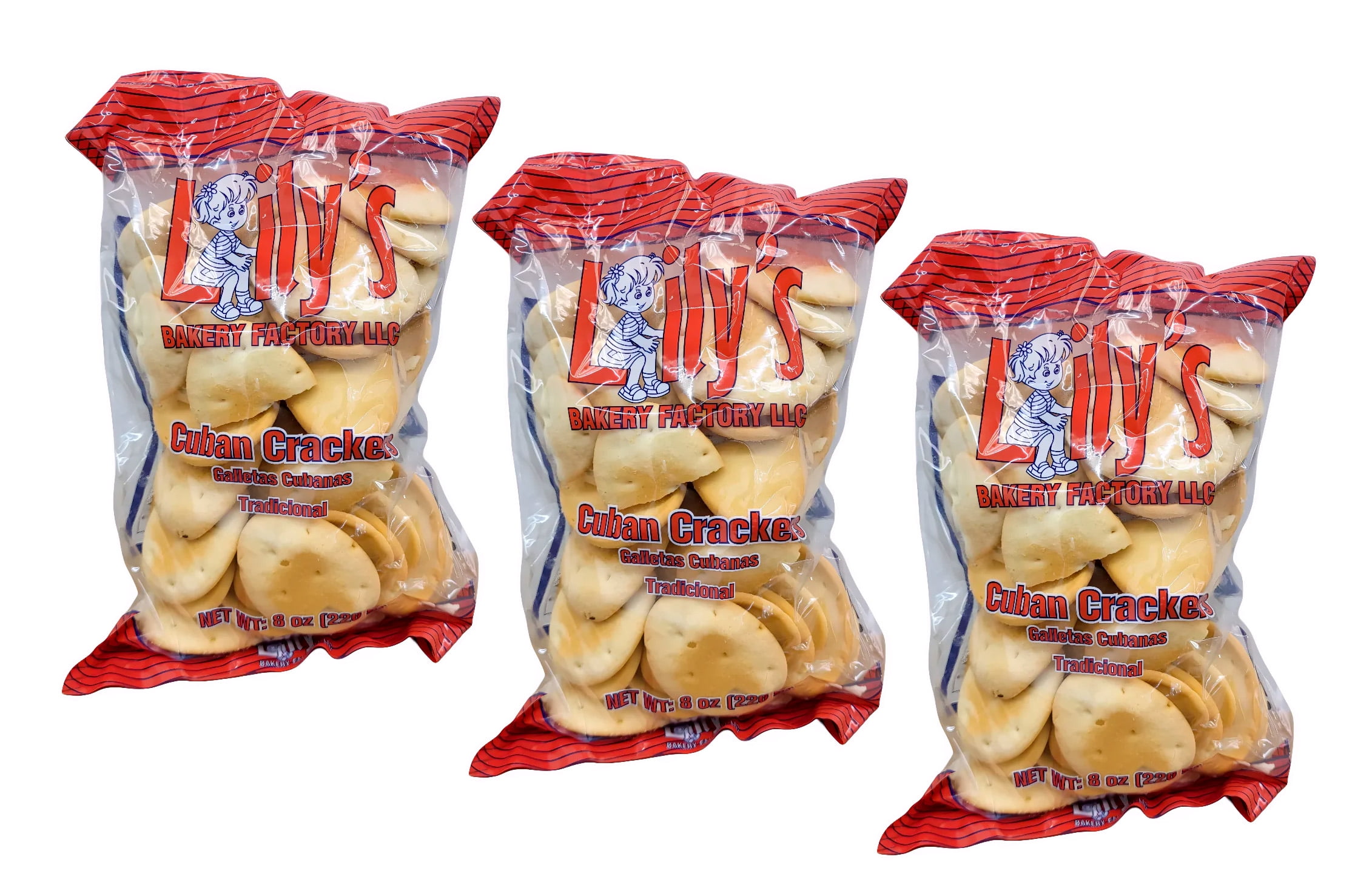 Lily's Bakery Factory Cuban Crackers, Galletas Cubanas Tradicional, 8 oz Bag, 3 Pack