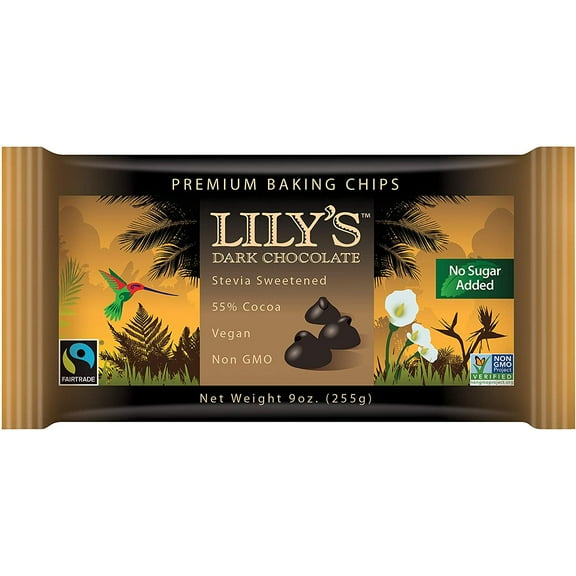 Lily's Chocolate - All Natural Dark Chocolate Premium Baking Chips - 9 Oz (Pack of 3)