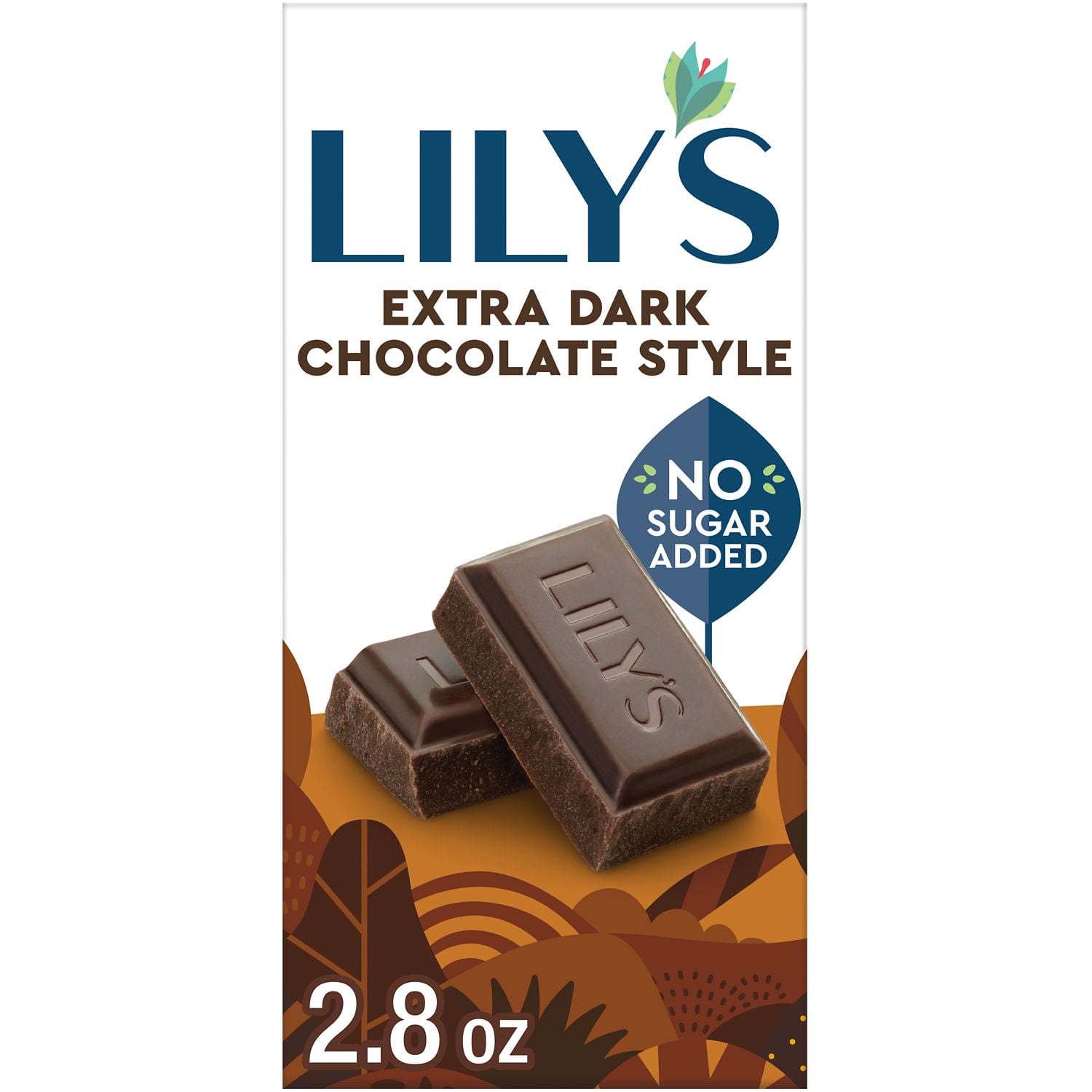 Lily's Extra Dark Chocolate Style No Sugar Added Sweets, Bar 2.8 oz