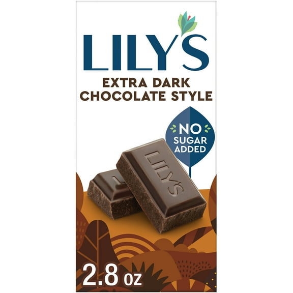 Lily's Extra Dark Chocolate Style No Sugar Added Sweets, Bar 2.8 oz