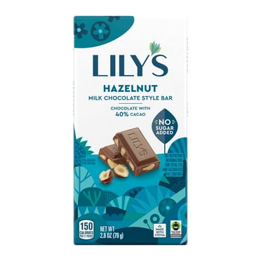 Lily's Hazelnut Milk Chocolate Style No Sugar Added Sweets, Bar 2.8 oz