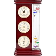 Lilys Home Analog Weather Station with Galileo Thermometer, Precision Quartz Clock Gold, Barometer & Hygrometer, Gift for Family or Friends, Indoor and Outdoor Home D cor 6" L x 2" W x 12" H