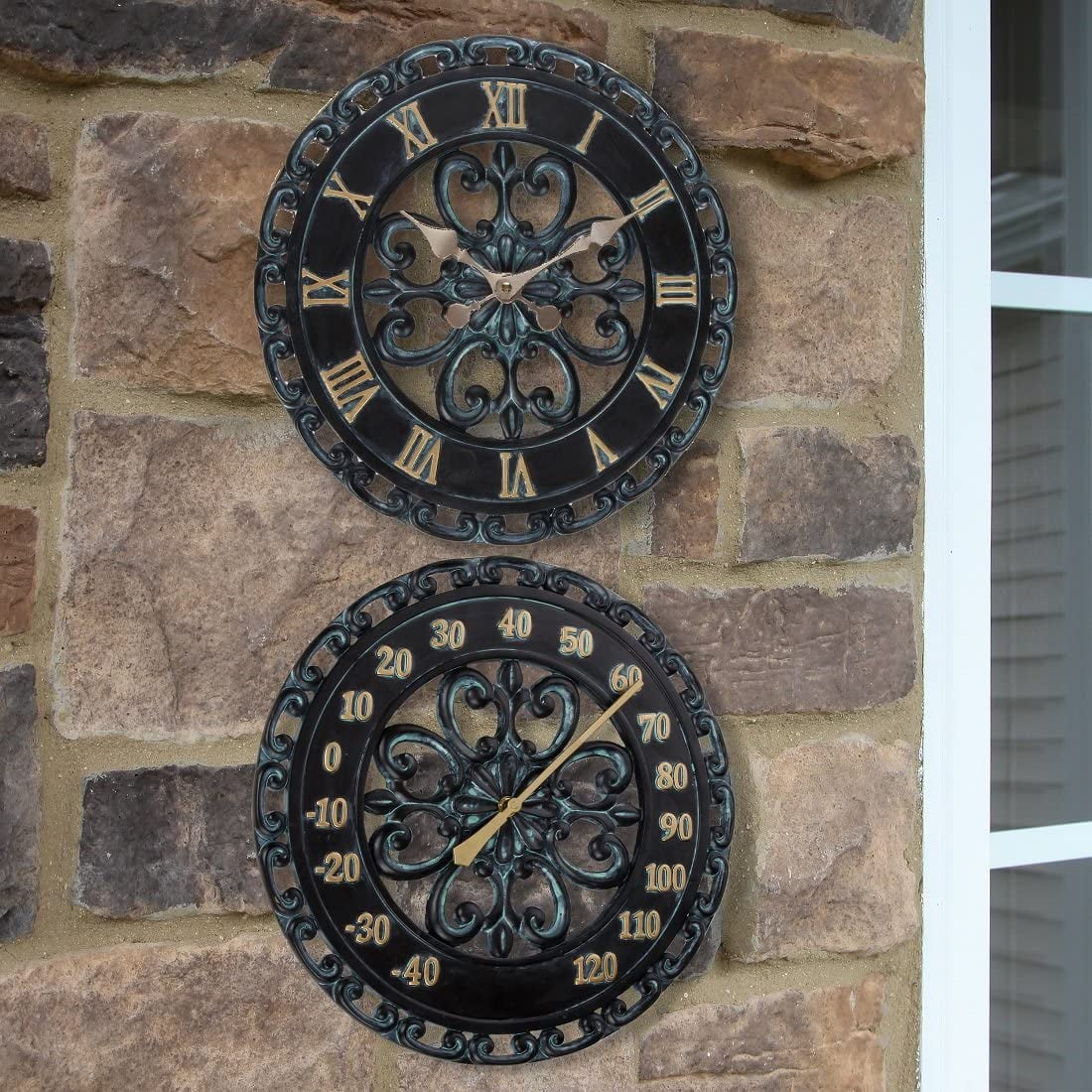outdoor clock and temperature set